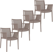 Stackable Outdoor Armchairs Set of 4 UV Resistant Patio Garden Chairs - Kwikley