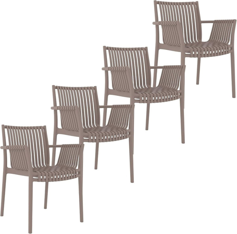 Stackable Outdoor Armchairs Set of 4 UV Resistant Patio Garden Chairs - Kwikley