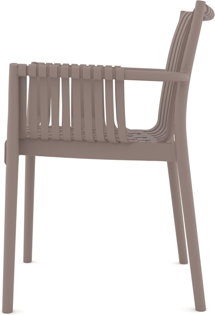 Stackable Outdoor Armchairs Set of 4 UV Resistant Patio Garden Chairs - Kwikley