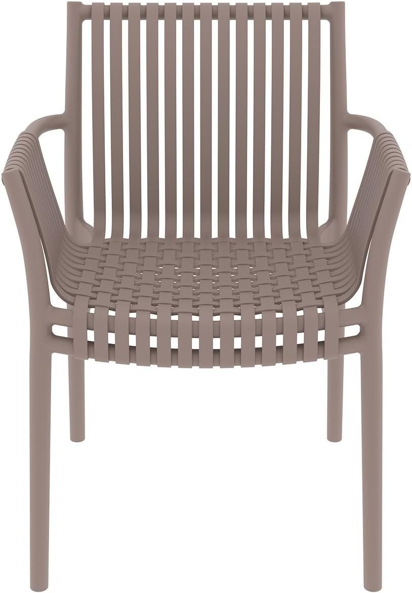 Stackable Outdoor Armchairs Set of 4 UV Resistant Patio Garden Chairs - Kwikley