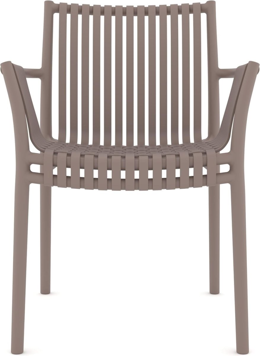 Stackable Outdoor Armchairs Set of 4 UV Resistant Patio Garden Chairs - Kwikley