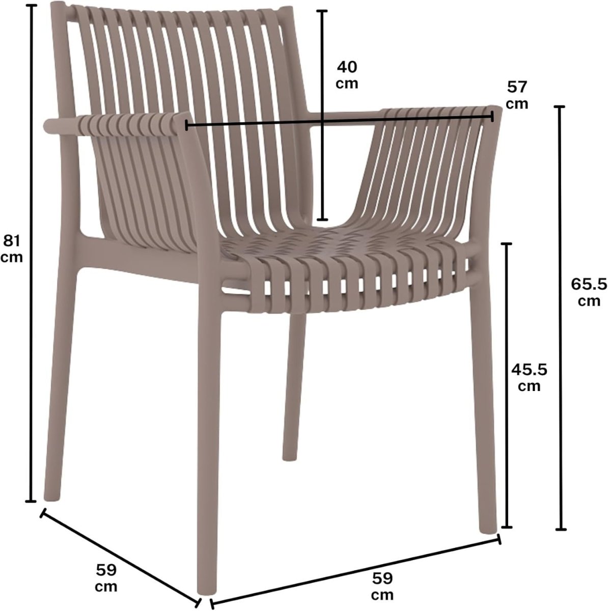Stackable Outdoor Armchairs Set of 4 UV Resistant Patio Garden Chairs - Kwikley