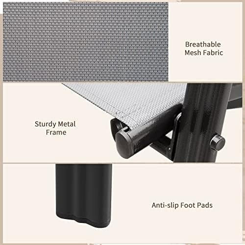 Stackable Outdoor Garden Chairs Dark Grey Mesh Dining 4 - Pack - Kwikley