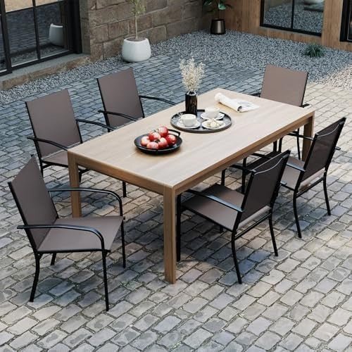 Stackable Outdoor Garden Chairs Set of 2 Metal Fabric Patio Armchairs Grey - Kwikley