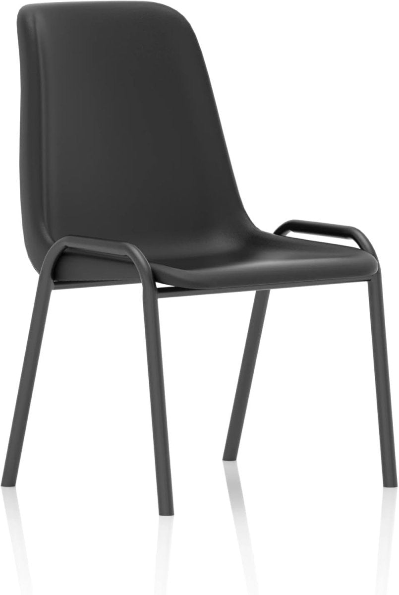 Stackable Outdoor Garden Chairs Set of 4 Patio Balcony Dining Seats Black - Kwikley