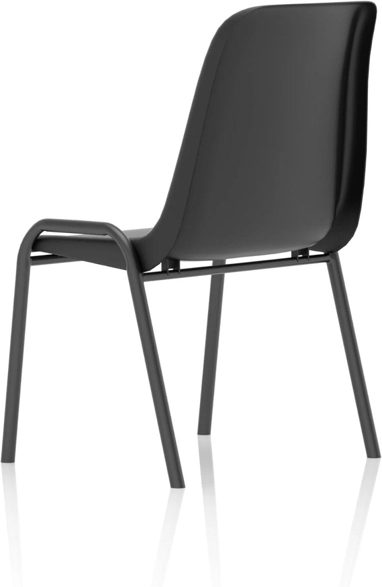 Stackable Outdoor Garden Chairs Set of 4 Patio Balcony Dining Seats Black - Kwikley