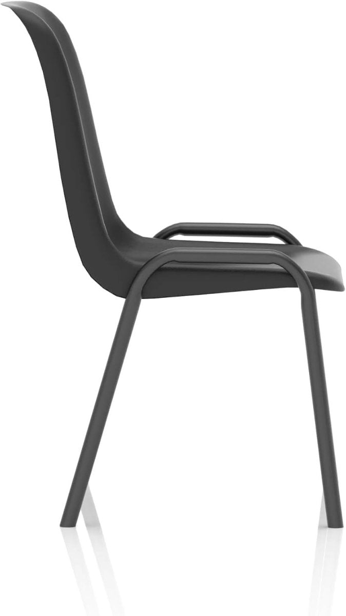 Stackable Outdoor Garden Chairs Set of 4 Patio Balcony Dining Seats Black - Kwikley