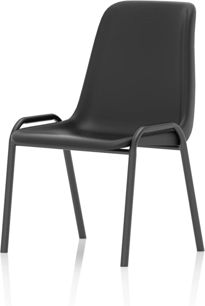 Stackable Outdoor Garden Chairs Set of 4 Patio Balcony Dining Seats Black - Kwikley