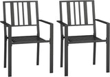 Stackable Outdoor Metal Garden Chairs 2-Pack Black Patio Dining