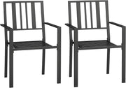 Stackable Outdoor Metal Garden Chairs 2 - Pack Black Patio Dining - Kwikley