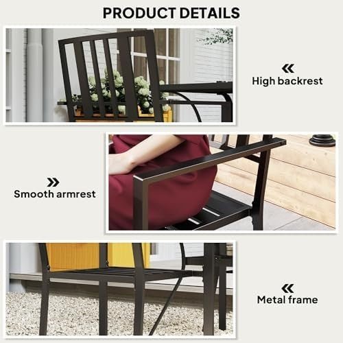 Stackable Outdoor Metal Garden Chairs 2 - Pack Black Patio Dining - Kwikley