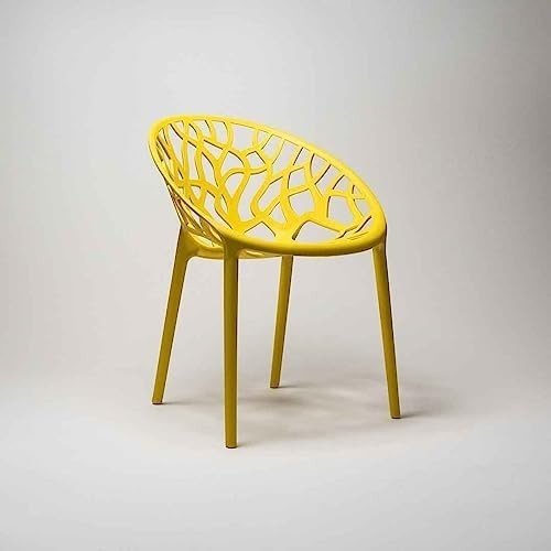 Stackable Plastic Dining Chairs 2 - Piece Indoor Outdoor Comfort Set – Mustard - Kwikley