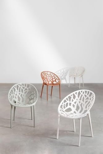 Stackable Plastic Dining Chairs 2 - Piece Indoor Outdoor Comfort Set – Terracotta - Kwikley