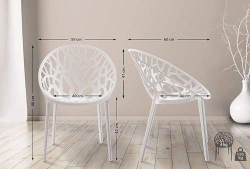Stackable Plastic Dining Chairs 2 - Piece Indoor Outdoor Comfort Set – White - Kwikley