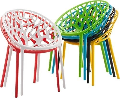 Stackable Plastic Dining Chairs 4 - Piece Indoor Outdoor Comfort Set - Kwikley