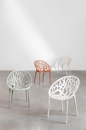 Stackable Plastic Dining Chairs 4 - Piece Indoor Outdoor Comfort Set – Terracotta - Kwikley