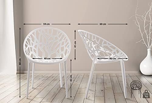 Stackable Plastic Dining Chairs 4 - Piece Indoor Outdoor Comfort Set – White - Kwikley