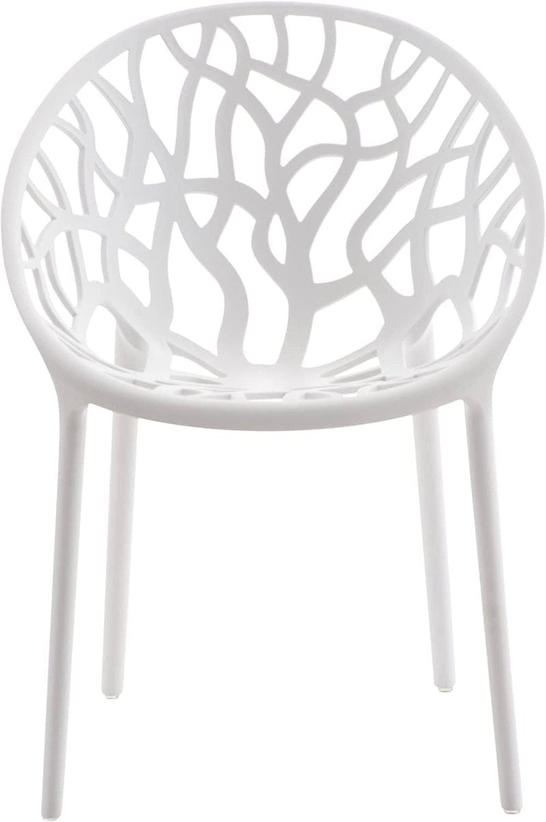 Stackable Plastic Dining Chairs 4 - Piece Indoor Outdoor Comfort Set – White - Kwikley