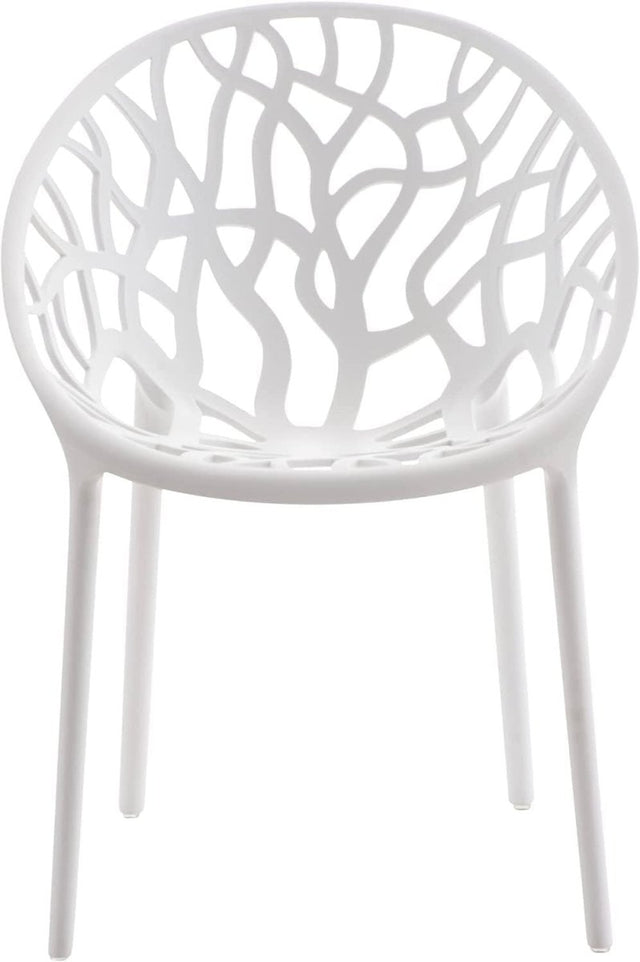 Stackable Plastic Dining Chairs 4-Piece Indoor Outdoor Comfort Set – White