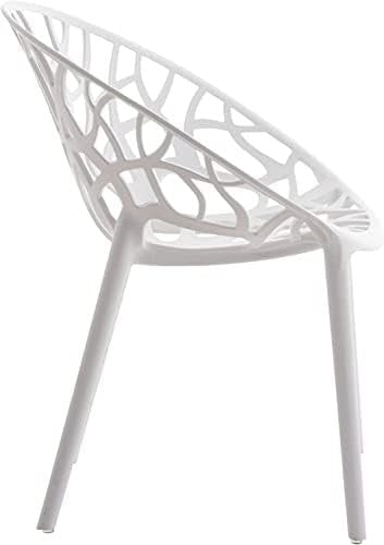 Stackable Plastic Dining Chairs 4 - Piece Indoor Outdoor Comfort Set – White - Kwikley