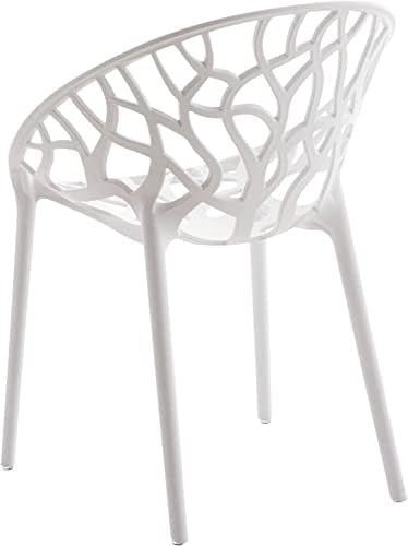 Stackable Plastic Dining Chairs 4 - Piece Indoor Outdoor Comfort Set – White - Kwikley