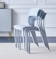 Stackable Plastic Dining Chairs Set of 4 Modern Light Grey Kitchen Seats - Kwikley