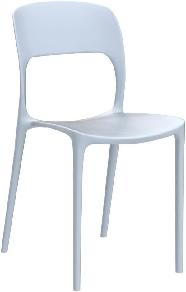 Stackable Plastic Dining Chairs Set of 4 Modern Light Grey Kitchen Seats - Kwikley
