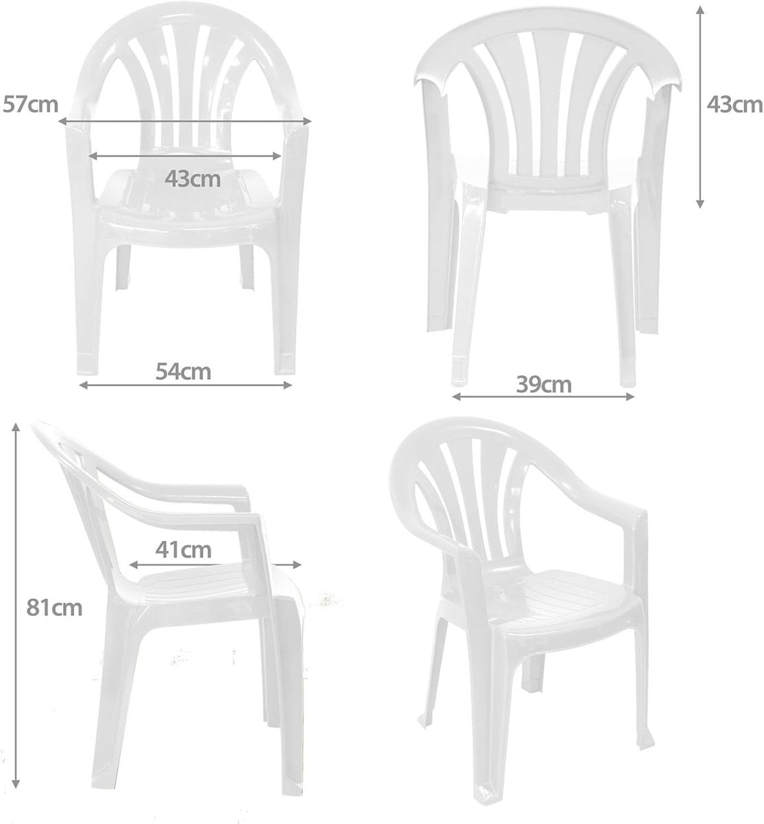 Stackable Plastic Garden Chair Indoor Outdoor Patio Dining Seat White - Kwikley