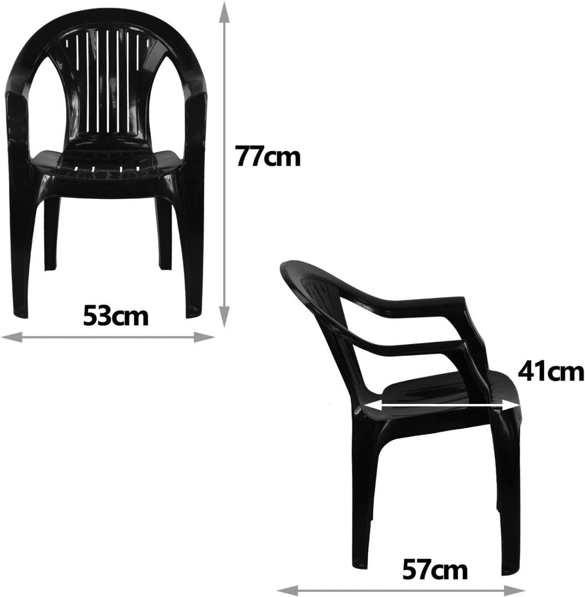 Stackable Plastic Garden Chairs Set of 4 Dark Grey - Kwikley