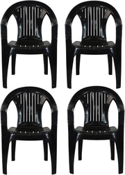 Stackable Plastic Garden Chairs Set of 4 Dark Grey - Kwikley