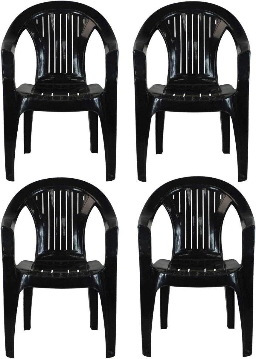 Stackable Plastic Garden Chairs Set of 4 Dark Grey - Kwikley