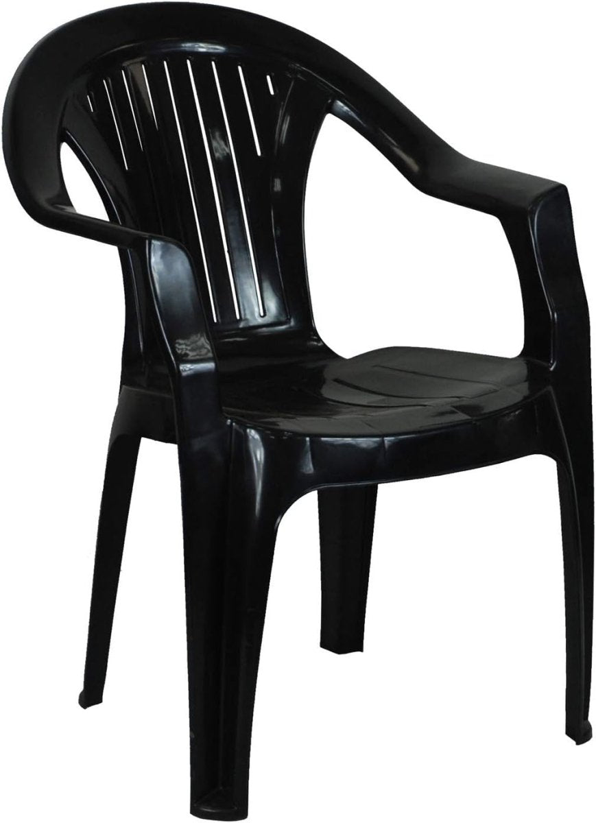 Stackable Plastic Garden Chairs Set of 4 Dark Grey - Kwikley