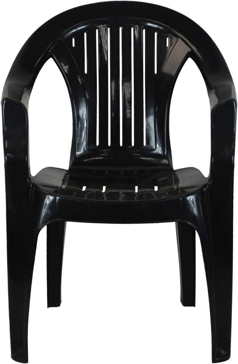 Stackable Plastic Garden Chairs Set of 4 Dark Grey - Kwikley