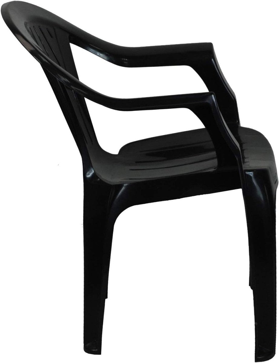 Stackable Plastic Garden Chairs Set of 4 Dark Grey - Kwikley