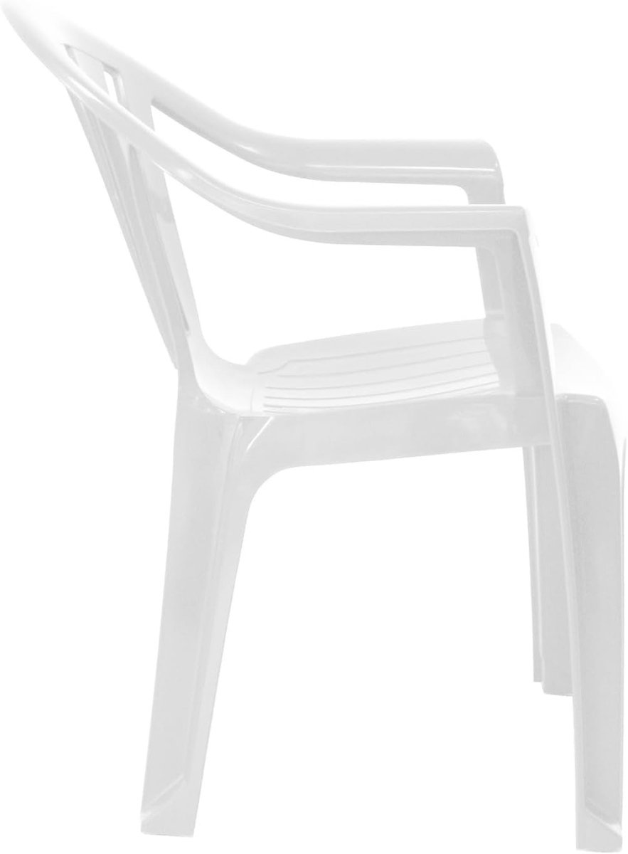Stackable Plastic Garden Chairs Set of 4 Outdoor Patio Party Seats White - Kwikley