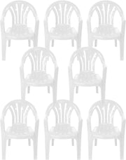 Stackable Plastic Garden Chairs Set of 8 White Indoor Outdoor - Kwikley
