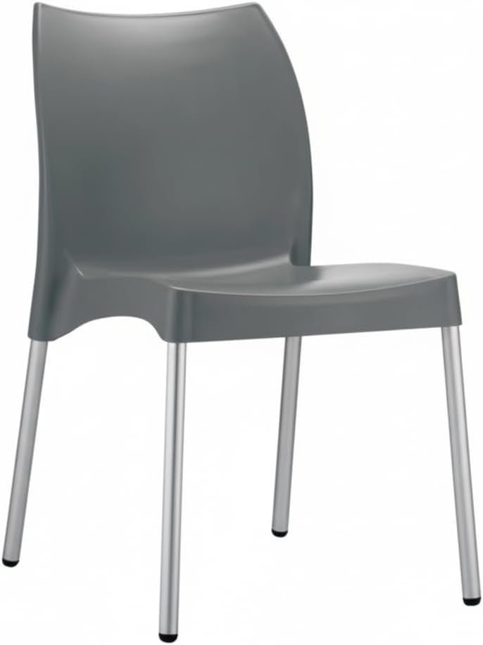 Stackable Plastic Office Chair Dark Grey Heavy Duty - Kwikley