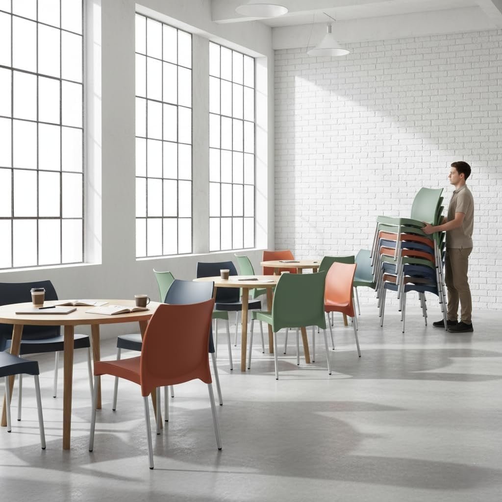 Stackable Plastic Office Chair Dark Grey Heavy Duty - Kwikley