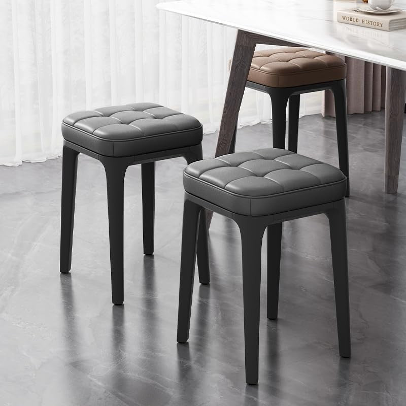 Stackable PU Dining Stools – Backless, Lightweight, 19 - Inch, 2PCS - Kwikley