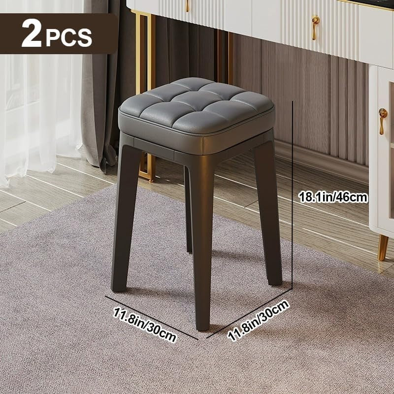 Stackable PU Dining Stools – Backless, Lightweight, 19 - Inch, 2PCS - Kwikley