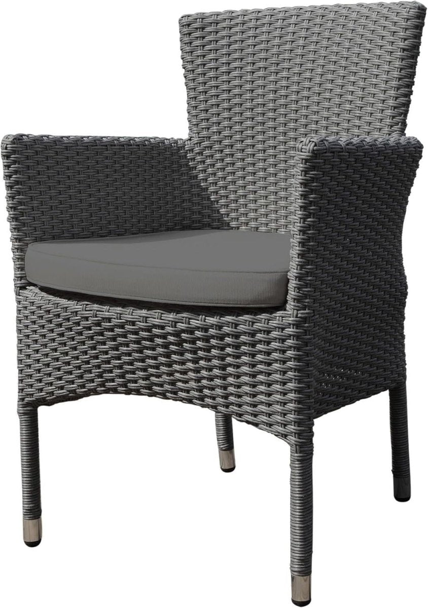 Stackable Rattan Garden Chairs Set of 2 Outdoor Patio Armchairs with Cushion - Kwikley