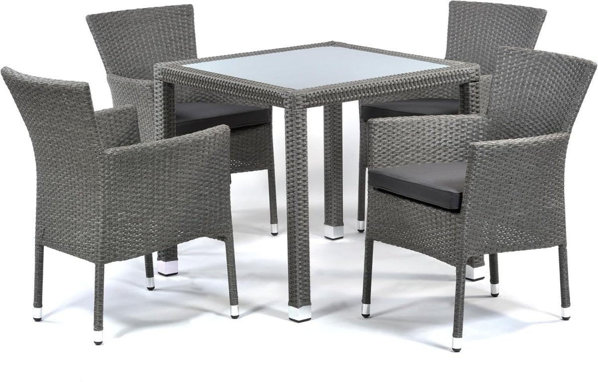 Stackable Rattan Garden Chairs Set of 2 Outdoor Patio Armchairs with Cushion - Kwikley