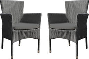 Stackable Rattan Garden Chairs Set of 2 Outdoor Patio Armchairs with Cushion - Kwikley