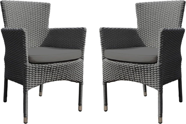 Stackable Rattan Garden Chairs Set of 2 Outdoor Patio Armchairs with Cushion