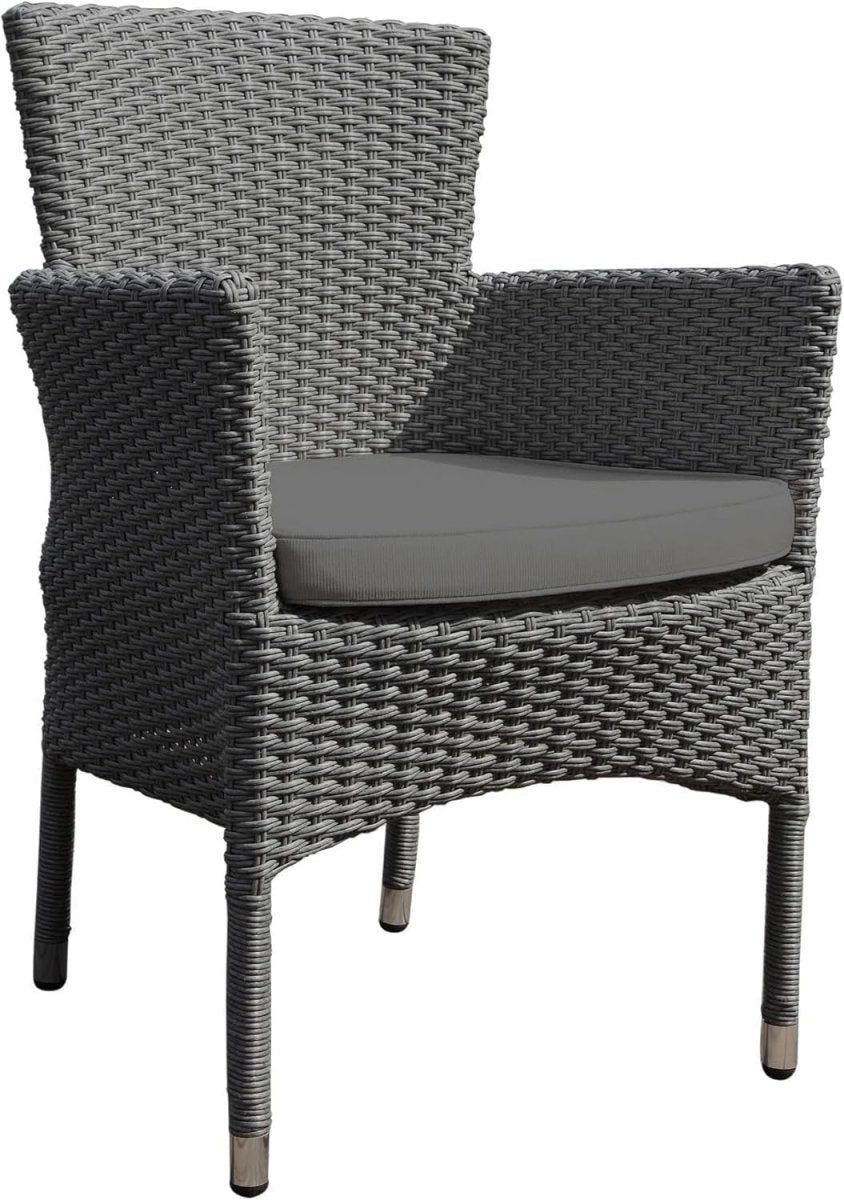 Stackable Rattan Garden Chairs Set of 2 Outdoor Patio Armchairs with Cushion - Kwikley