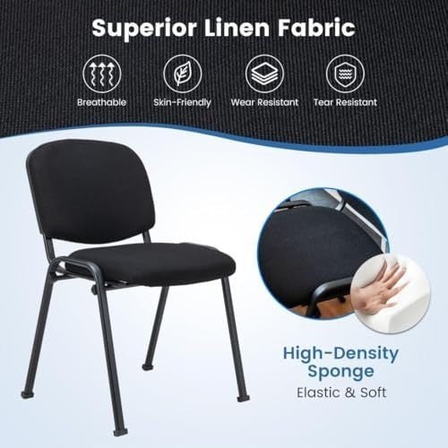 Stackable Reception Chairs 5x Upholstered Guest Waiting Room - Kwikley