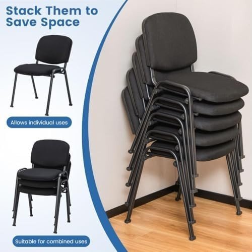Stackable Reception Chairs 5x Upholstered Guest Waiting Room - Kwikley