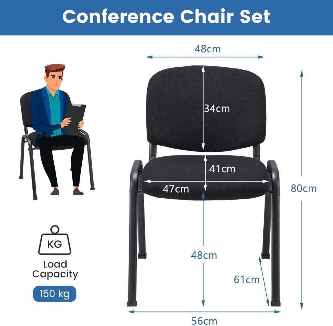 Stackable Reception Chairs 5x Upholstered Guest Waiting Room - Kwikley