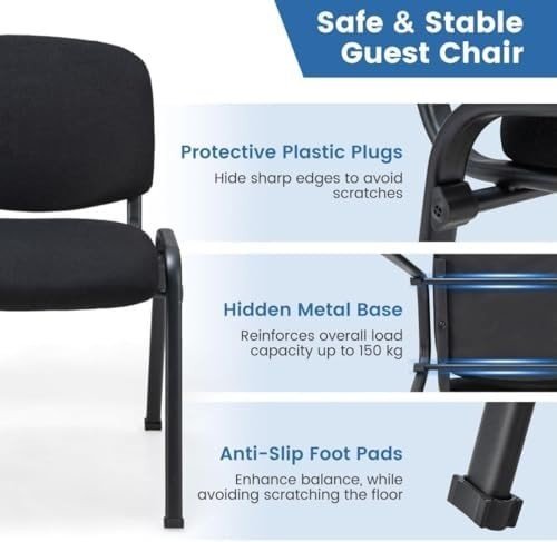 Stackable Reception Chairs 5x Upholstered Guest Waiting Room - Kwikley