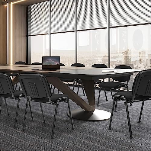 Stackable Reception Chairs Set 5 Black Linen Metal Frame Office - Kwikley